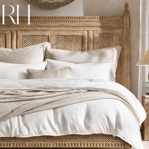 RH White stonewashed cotton/linen duvet size full/queen